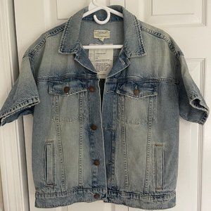 Current/Elliott Rolled Sleeve Trucker Denim Jean Jacket